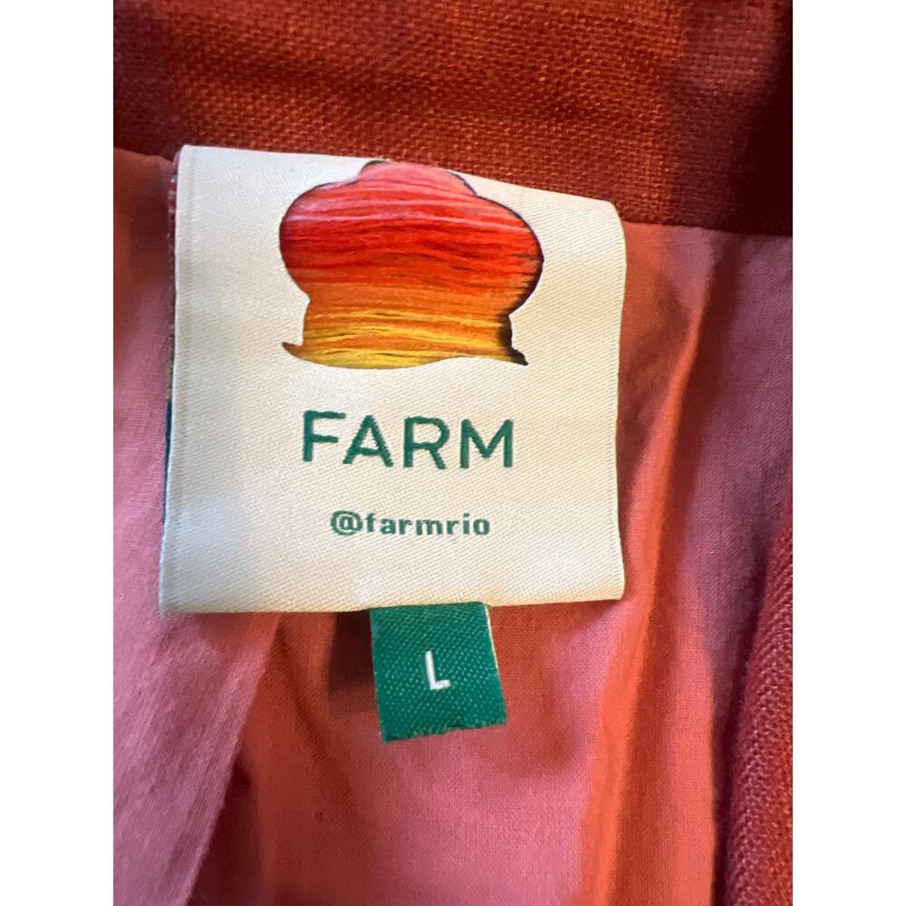 Farm Rio Burnt Orange Linen Blazer Large NWOT - Picture 5 of 12